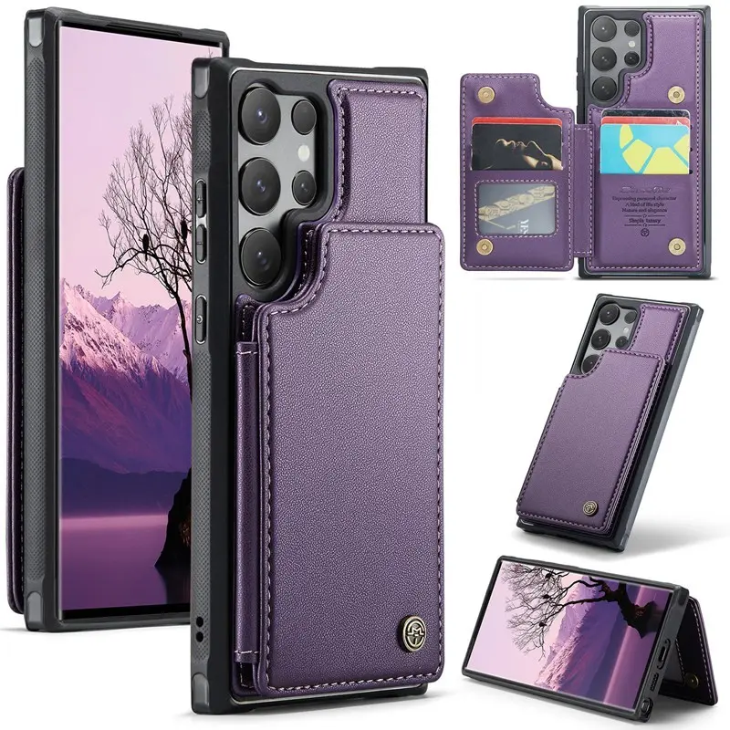 Samsung S26/S25/S24/S23/S22 Plus Ultra Edge Fe PU Leather Cover Wallet Case with Card Holder, RFID Blocking, Credit Card Slots, Shockproof Protection