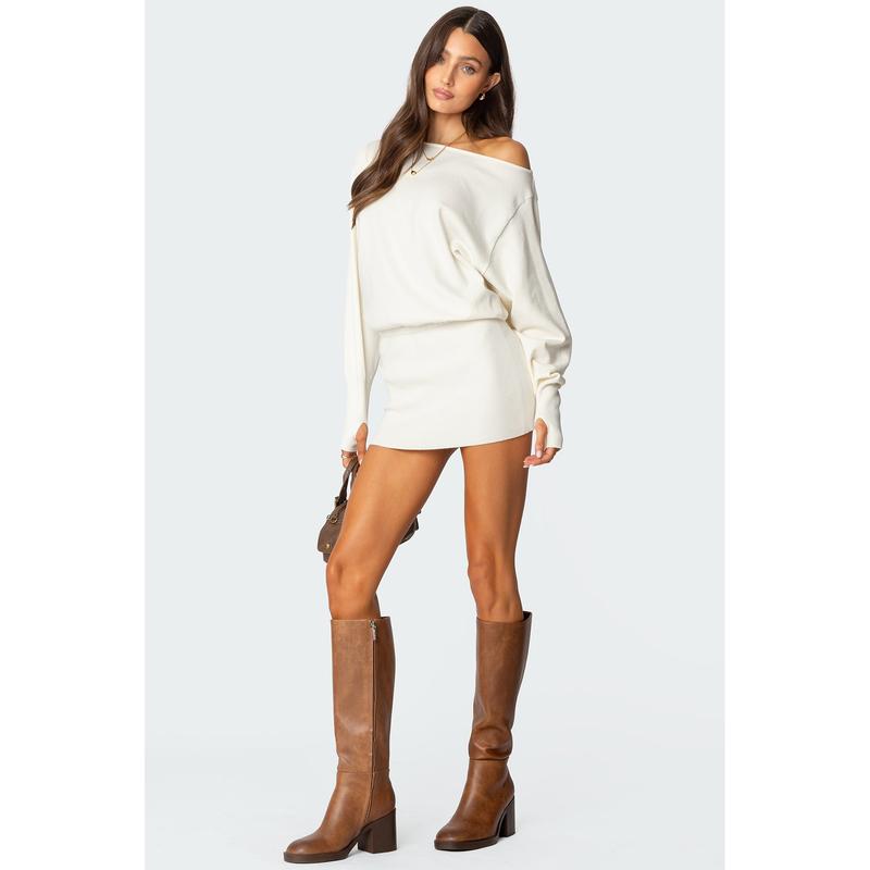 Eve Off Shoulder Knit Mini Dress