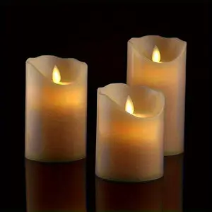 1pc Flameless Votive Candles with Moving Flame - Battery Operated LED Pillar Candles for Wedding, Table, Festival, Halloween, Christmas Decoration - Ivory Dripless - Extra Bright Led Candle Light