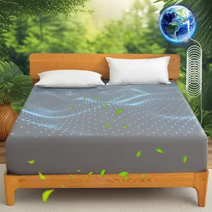 Grounding Sheets  10% Pure  Fiber 90%  Cotton Fitted Sheet  Size 16" Deep Pocket Soft Grounded Sheets Earth Connected Bedding Fitted Earth Sheet with Grounding Cord Grey