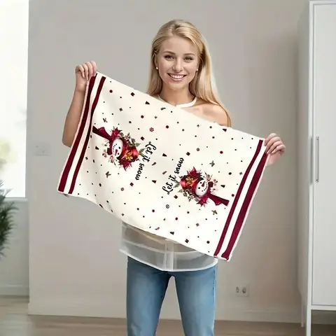 Cute Christmas Kitchen Towel, Decorative Soft Microfiber Dish Cloth, Winter Holiday Print Santa Design, 23.62 X 15.75 Inches, Bathroom Handkerchief Decor, soft cleaning towel, Decorative Towels