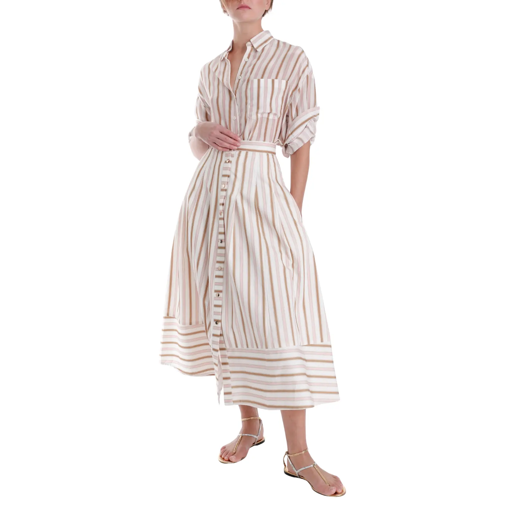 Spencer Striped Midi Skirt