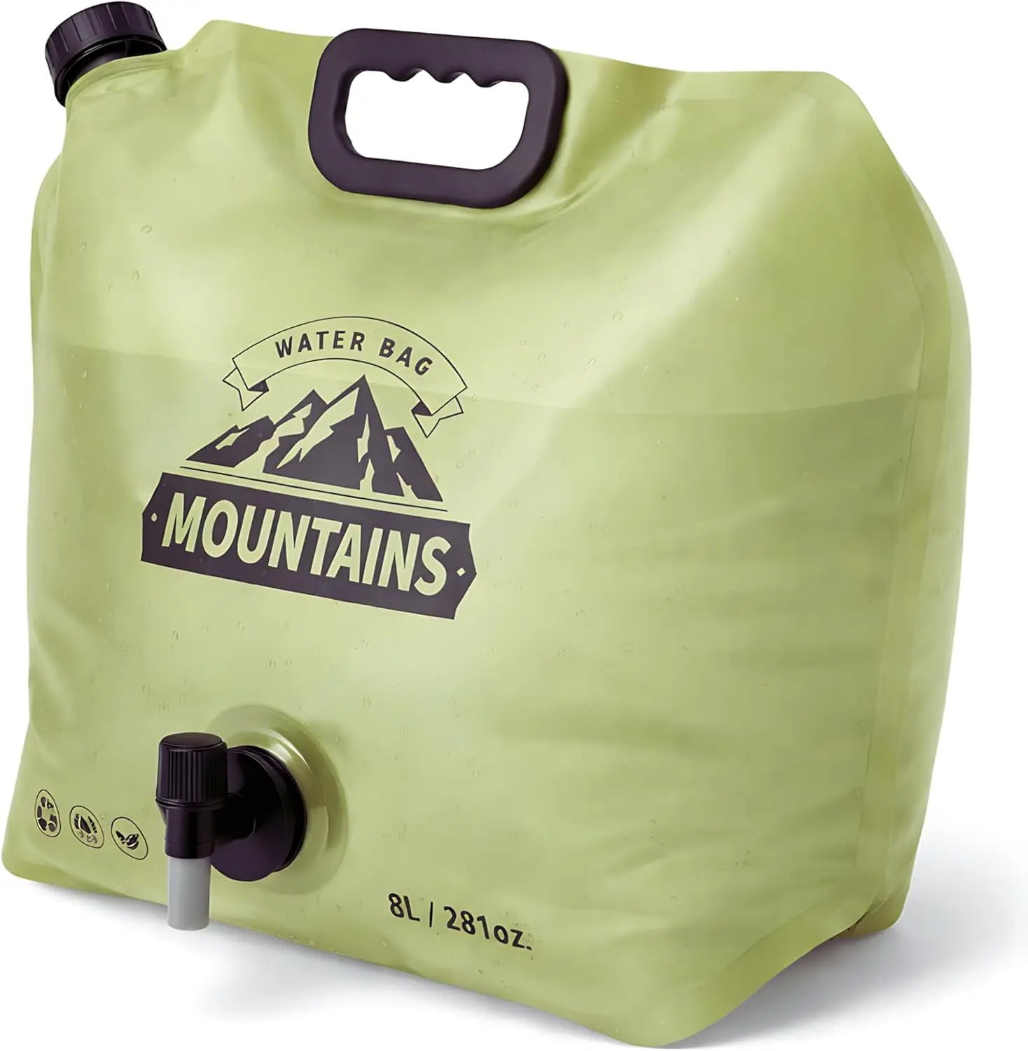 8L Collapsible Camping Water Container with Spout - Reusable Plastic Foldable Flask for Outdoor Hiking, Emergency Water Storage (1 Pack)