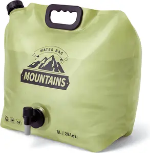 8L Collapsible Camping Water Container with Spout - Reusable Plastic Foldable Flask for Outdoor Hiking, Emergency Water Storage (1 Pack)