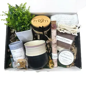 Hygge Body Care Gift Box with Tea, Candle, Socks, Bath Soak and More