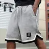 Men’s Plus-Size Knitted Waffle Shorts - Xlarge Men's Bottoms with Elastic Drawstring Waist, Stretchy Breathable Soft Fabric, Plain Gray Summer Casual Driving OOTD Clothes, Xlarge Men's Shorts