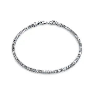 Unisex Stackable Sterling Silver Snake Bracelet with Lobster Claw Clasp