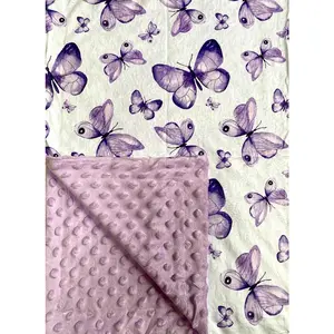 Blanket for Boys Girls Super Soft Double Layer Minky with Dotted Backing Cute Cow  Receiving Blanket Bed Throws for     30 x 40 Inch (Purple Butterfly)