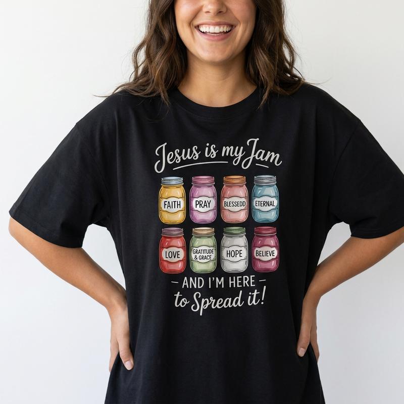 Jesus Is My Jam Mason Jar Women's 100% Cotton T-Shirt Funny Christian Faith Graphic Tee