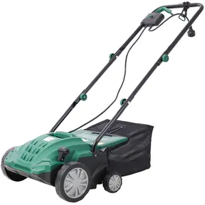 Garden Scarifier, 2-in-1 13INCH Dethatcher Scarifier,12 Amp Electric Lawn Dethatcher,Removable Collection Bag extra large 31.7QT, CUS Certificated