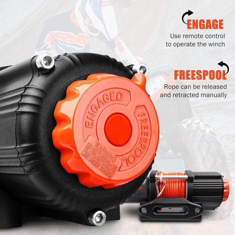 4500 lb Winch  IP67 Electric Winch with  Remote Synthetic Winch Rope Hawse Fairlead Handheld Remote ATV UTV Winches 12V Portable Power Winch