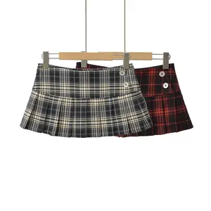 New styleSummer Mini skirts for woman vintage korean fashion plaid skirts for y2k skirts pleated red plaid skirts preppy style