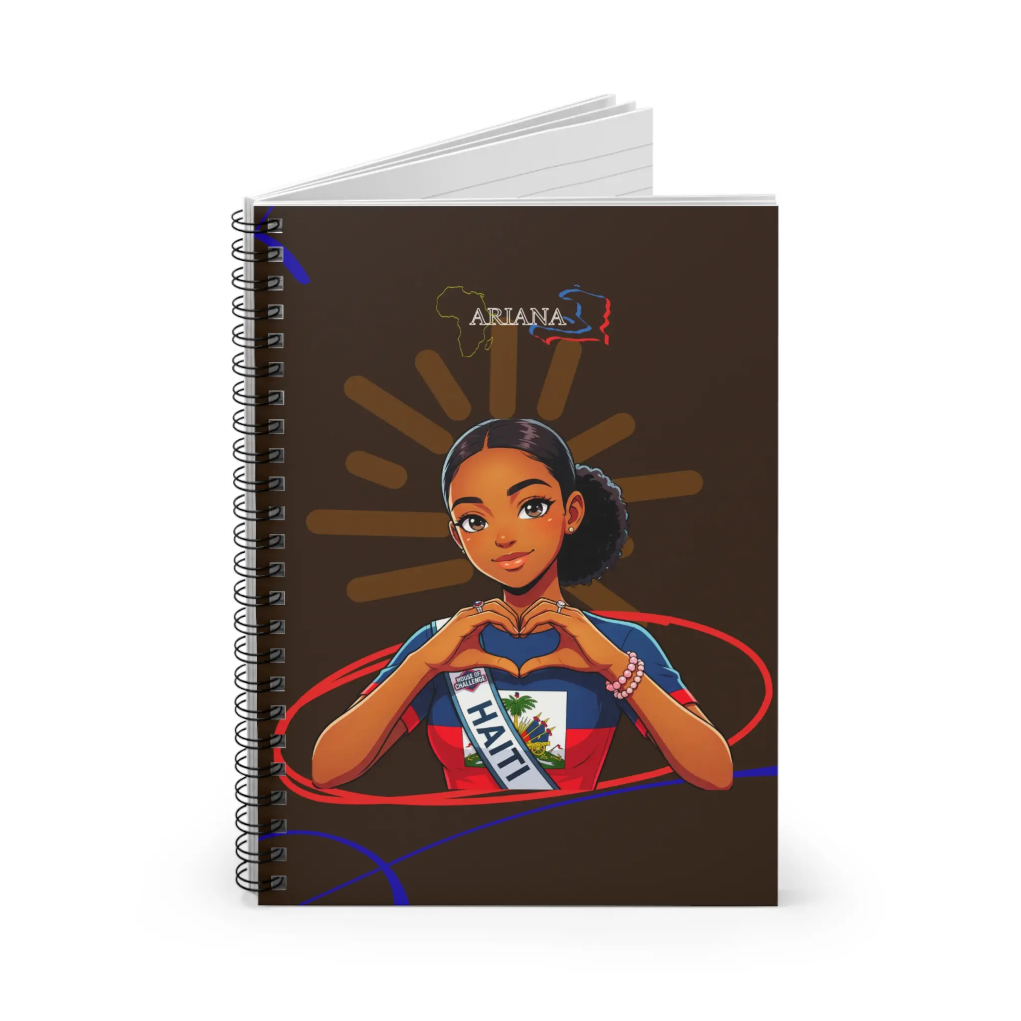 Spiral Notebook - Haitian Girl Influencer Ariana Character Design, Cartoon Style, Colorful Ruled Journal for Office Stationery & Supplies, Cartoon Style Notebooks, Character Design Notebooks