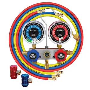 FJC R1234YF Manifold Set, 72 in Hoses, Heavy-Duty Flutter-Free Gauges, Leak-Proof Couplers for HVAC Refrigerant Service