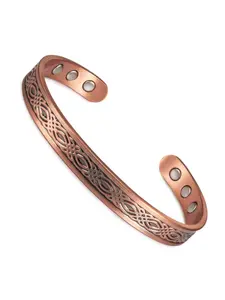 Vintage Texture Copper Bracelet, Unisex Open Cuff Adjustable Pure Copper Wristband, Casual All-Season Fashion Accessory