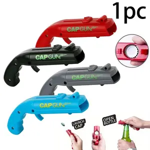 Cap Shooting Bottle Opener Gun - Beverage Can Opener Launches Caps for World Cup Parties, BBQs & Adult Gatherings, Fun Gadget for Men, Unique Gag Gift for Sports Events