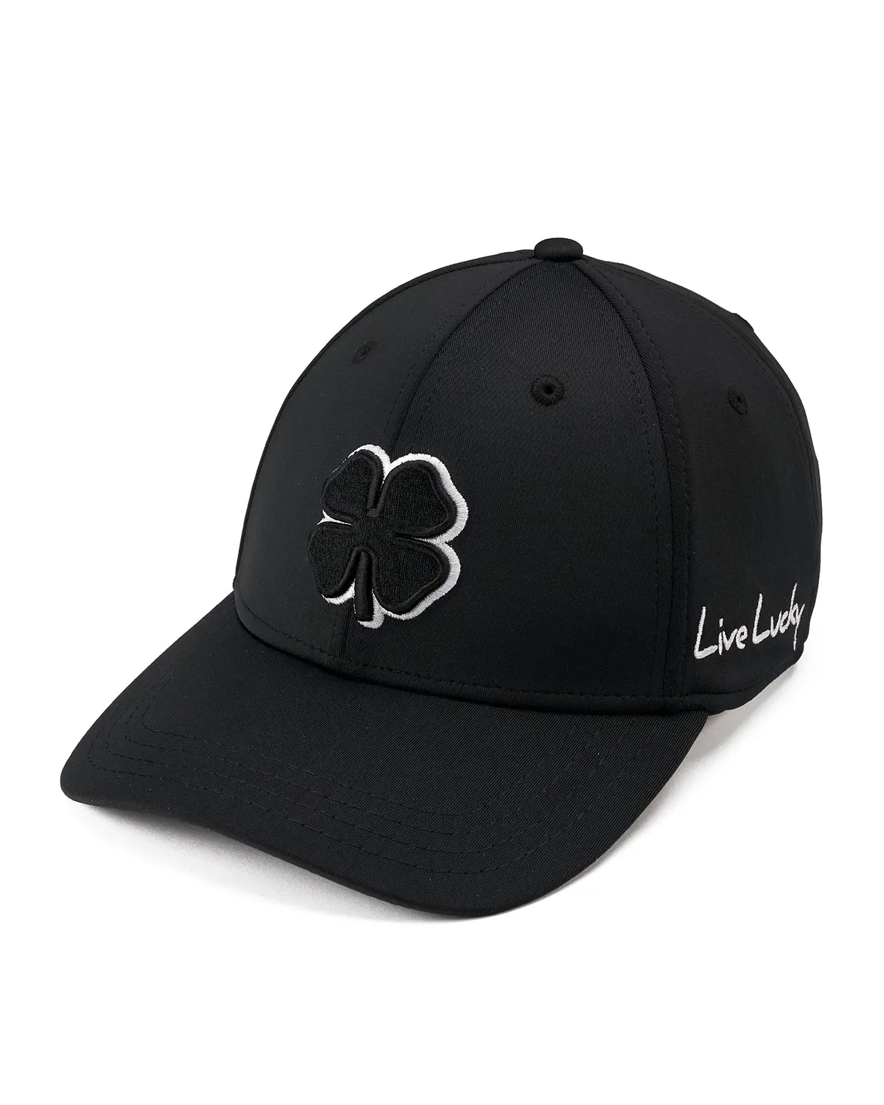 Premium Clover 2 Black Fitted Performance Hat