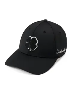 Premium Clover 2 Black Fitted Performance Hat