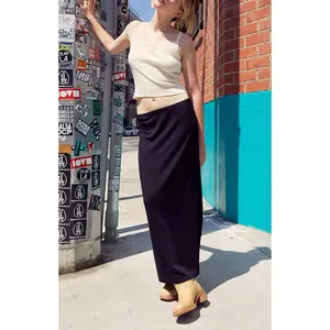 John Galt Women's Black Slit Maxi Skirt