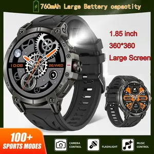 Gaines Men Smart Watch, LED Flashlight Compass, Bluetooth-compatible Call, Voice Assistant, Health Monitoring, 760mah Battery, Outdoor Sports