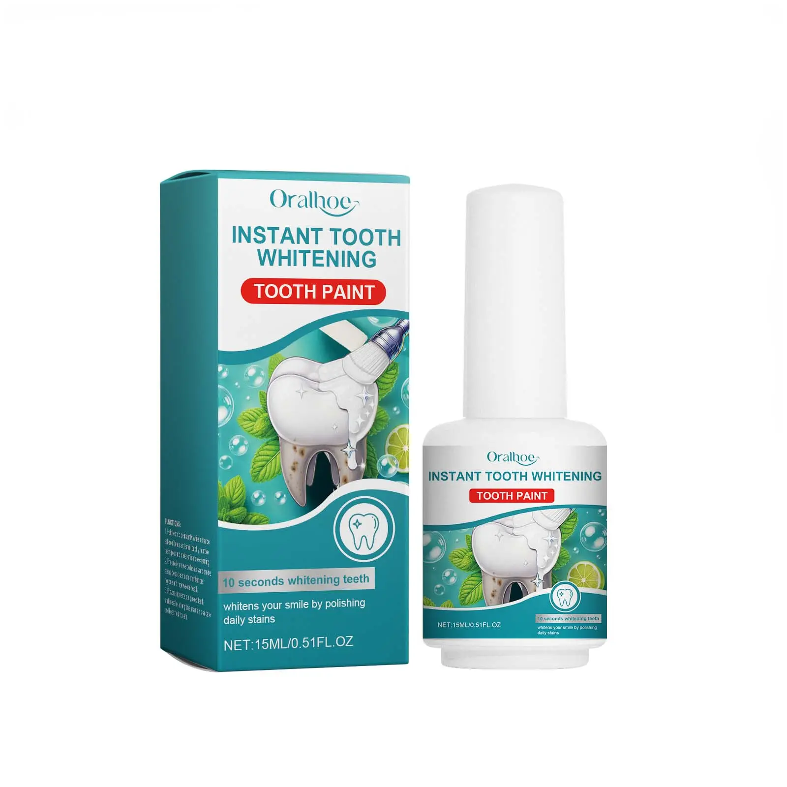Oralhoe Instant Tooth Whitening Tooth Paint, Clean Tartar Very Well Tooth Dirt Yellow Teeth Care Dental Hygiene Mild Persistent And Pure And Fresh
