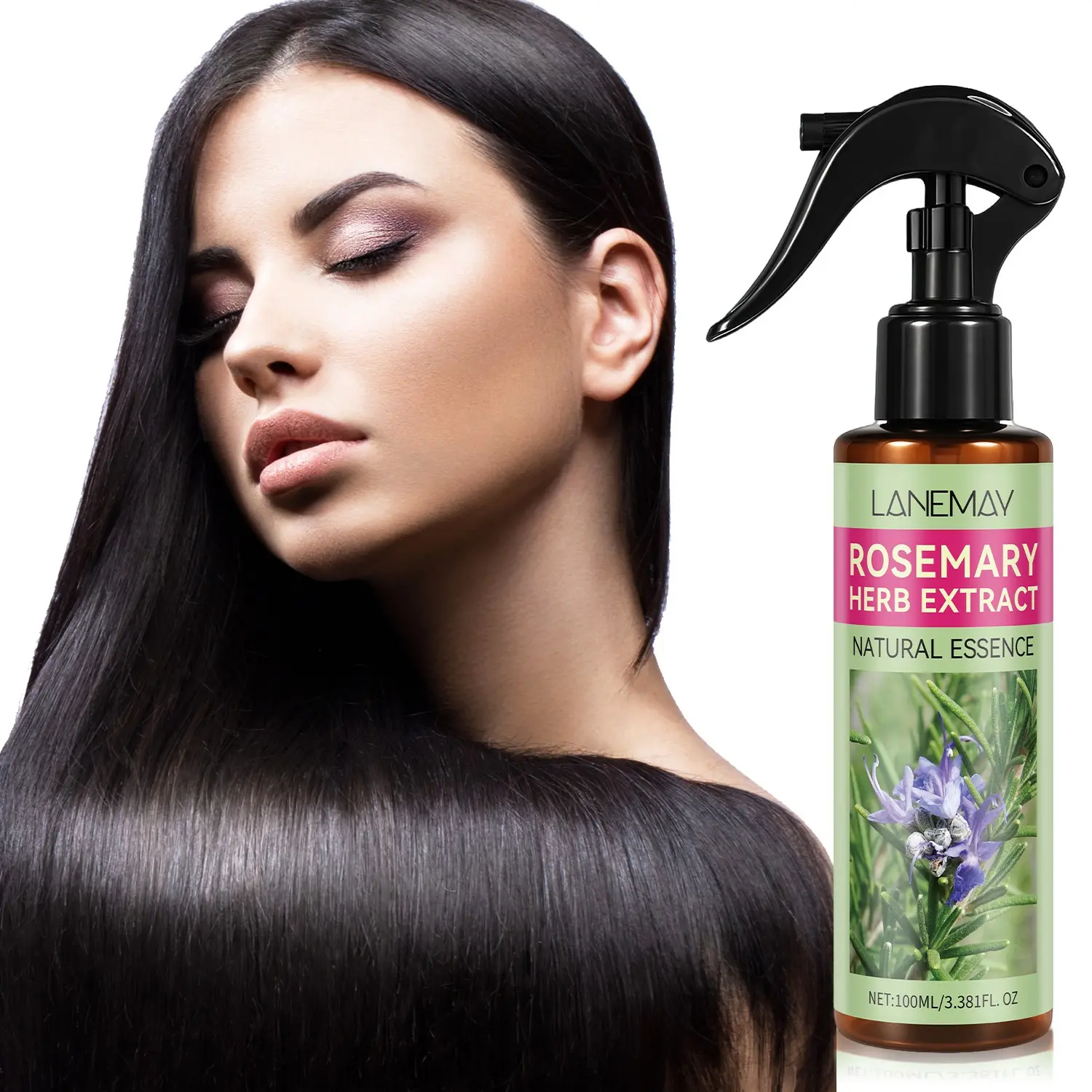 Rosemary Herb Extract Hair Oil Spray, Haircare Product - Rosemary Leaf & Oriental Boxwood Extract - Infused with Peppermint - Nourishes Scalp, Cares for Hair, Hydrates, Strengthens - Resilience, Locks in Moisture - Daily Use - 100ml