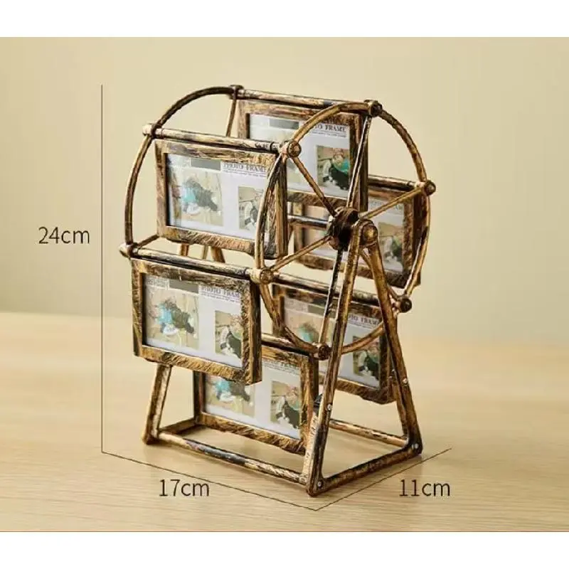 Vintage Rotating Wheel Picture Frame, 5inch Counts Photo Display Frame, Photo Organizer Home Office Dormitory School Decor, Bedroom Decor, Classic Rectangular Frame, Home DecorationGift Vintage Rotating Wheel Picture Frame, 5inch Counts Photo Display Frame, Photo Organizer Home Office Dormitory School Decor, Bedroom Decor, Classic Rectangular Frame, Home DecorationGift