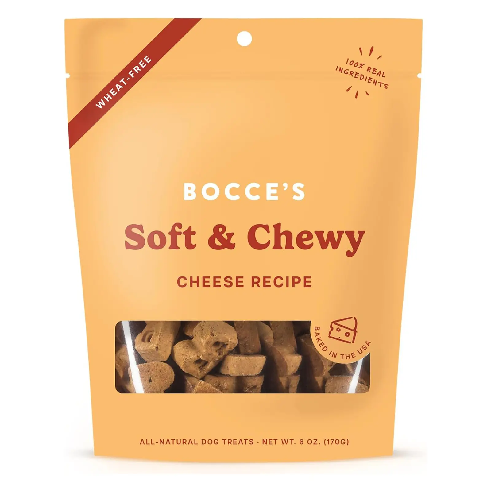 Bocce's Bakery Cheese Flavor Soft & Chewy Dog Treats, 6 oz Oven Baked, Wheat-Free Everyday Dog Treat Cookies - Made with Real, Limited Ingredients and Baked in The USA