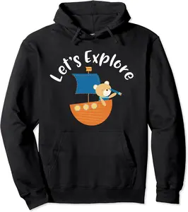 Let's Explore Cute Bear Boating Cruise Camping Pullover Hoodie - Kendallha Shop 93B07WPGQLRN