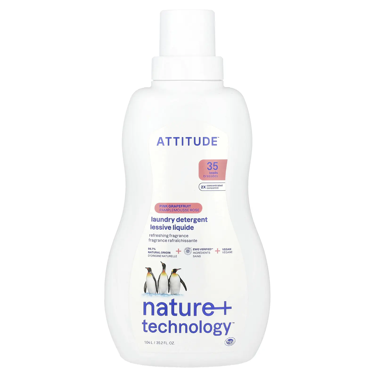ATTITUDE Laundry Detergent, Pink Grapefruit, 35.2 fl oz (1.04 l)