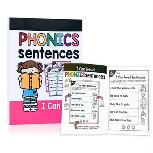 Children Learning Reading Workbook, Cvc Words & Phonics, Kindergarten First Grade Home Education, Colorful Illustrations, Durable Paper