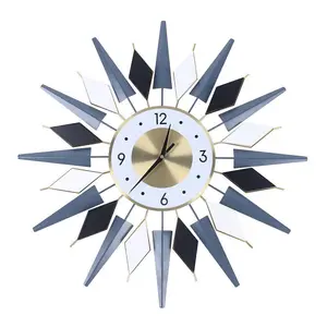Mid Century Wall Clock Large Silent Metal Wall Clock for Living Room