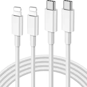 2-Pack 20W PD Fast Charging USB Type-C to Lightning Cables for iPhone 14/13/12/11/XR/XS