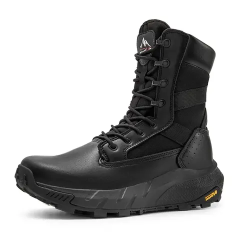 [Peakforce] NORTIV8 Men's Closed Leather Tactical Military Work Boot, Breathable Rubber Sole Worker Footwear, Non-Slip Zip-Up Athletic Walking Shoe for Outdoor Work