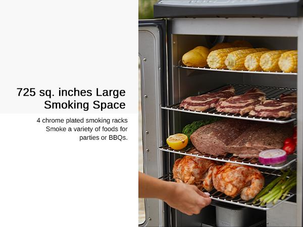 EAST OAK 30" Digital Electric Smoker, Outdoor Smoker with Glass Door and Meat Thermometer, 725 Sq Inches of Cooking with Remote, 4 Detachable Racks Smoker Grill for Party, Home BBQ, Night Blue