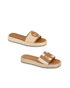 Vizzano Women's Open Toe Slide Sandals - Logo Print, Comfy Walking Shoes, Versatile Casual Open Toe Slippers for Everyday Use