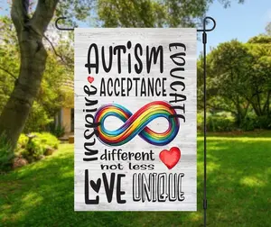 Autism Acceptance Garden Flag, 12x18 Autism yard Flag, Autism acceptance month, Garden Flags, autism infinity acceptance flagGarden Flag