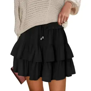 Women's shorts, ruffle edge skirt, layered teenage girls, country concert costumes, golf and tennis skirts, woolen skirt underneathRAIMENTRY