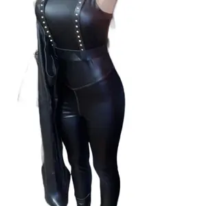 Black Leather Tights Slim-fitting