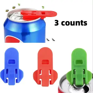 Manual Easy Can Opener, 3 Counts Beverage Can Top Ring Opener Tool, Leakproof Soda Can Cover Can Openers for Pop, Coke, Soda, Aluminum Beverage, Drinkware Accessories