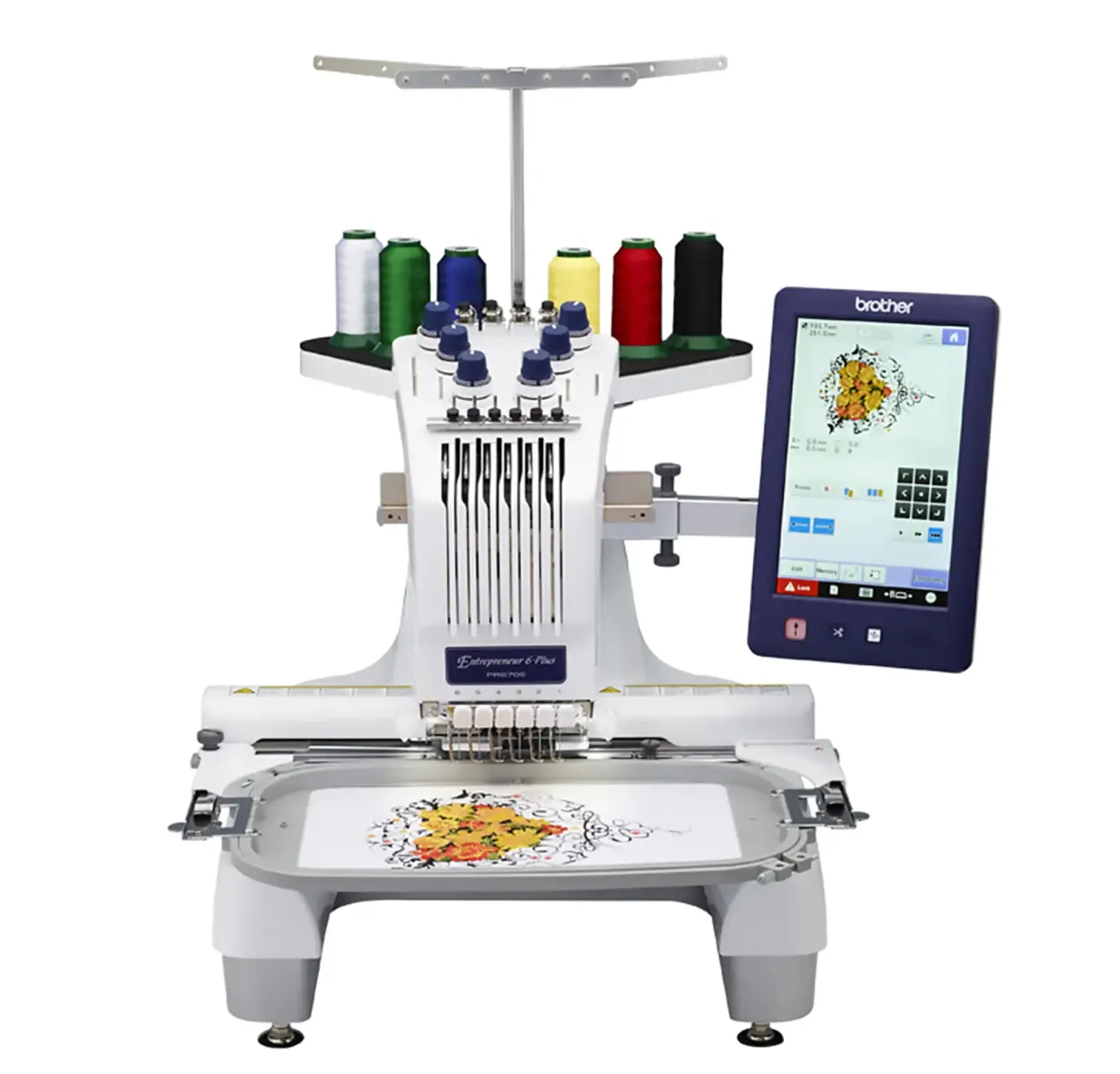 Brother Embroidery Machine with Touchscreen Display and Multiple Thread Spools for Creative Sewing Projects