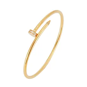 Pre-owned Cartier Juste un Clou Bracelet Small Model Yellow Gold with Diamonds B6066117 JLP019536