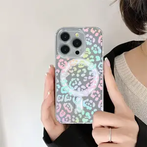 Gorgeous Leopard Print Pattern Clear MagSafe Protective Case for iPhone 17 Promax 17 Air 16 Plus 15 14 13 12 11 Slim Magnetic Shockproof Cover