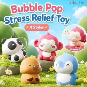 Adorable Press-and-Pop Bubble Fidget Toy — Featuring Cute Cartoon Animal Designs, Animal Fidgets | Squeeze to Pop Bubbles | Fun & Interactive | Perfect for Leisure, Relaxation, and Stress Relief | A Charming Desktop Ornament | Ideal as a Birthday Gift