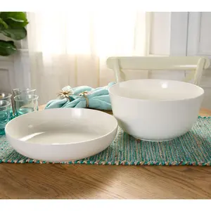 2-Piece Porcelain Serving Bowls Tableware Set, Oven-Safe Kitchenware for Home Use