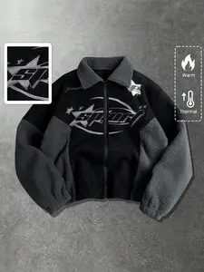 Cozy Two-Tone Sherpa Jacket – Oversized Streetwear Style with Bold "SPORT" Graphic & Star Details! Ultra Warm, Thermal Fleece for Winter Vibes. Perfect for Y2K/Urban Outfits. Stay Toasty & Trendy! #SherpaJacket #StreetwearFashion #WinterOOTD #TikTokTrends