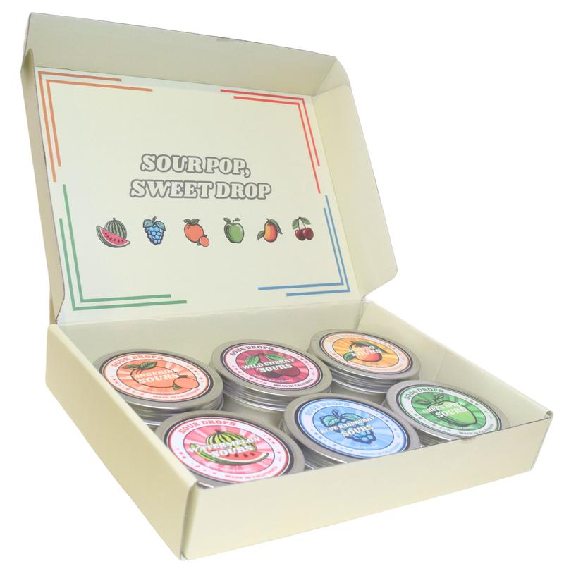 Sour Candy Gift Box 6-Tin Variety pack Sweet Snack