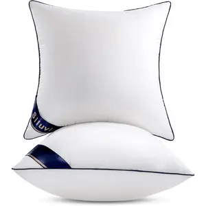 16"x16" Pillow Inserts Set of 2 Square Throw 16 Pillows with  Cotton Cover for Sofa, Couch, and Bed - White