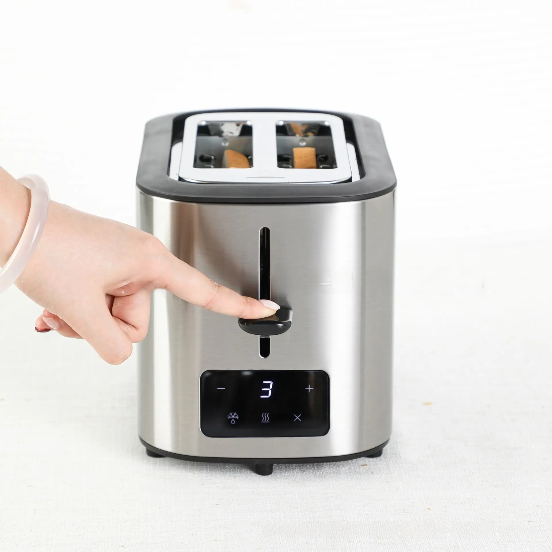 Modern Touch Screen Polycarbonate Toaster, Multifunctional Toast & Press Breakfast Sandwich Maker