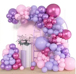153pcs Pink Purple Balloon Garland Arch Kit, Different Sizes 18 12 10 5 inch Pink Purple Red Latex Metallic Confetti Purple Balloons for Girl Women Birthday Bridal Baby Shower Party Decoration Flower Lavender